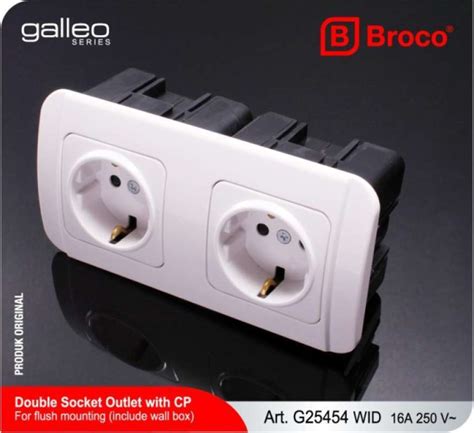 Jual Broco Galleo G25454 Wid Stop Kontak Cp 2 Gang Putih Snow White Di