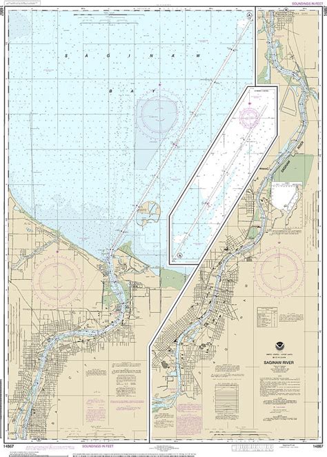 Nautical Chart 14867 Saginaw River Mixed Media By Bret Johnstad Fine