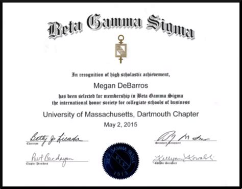 Beta Gamma Sigma Honor Society Certificate Ppt