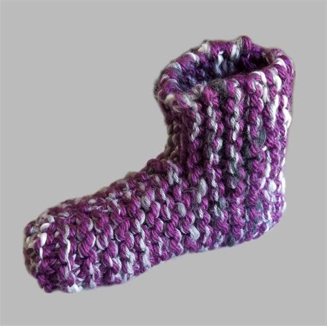 Gray and Purple Chunky Knit Slippers by KnitStyleMN on Etsy Knit ...