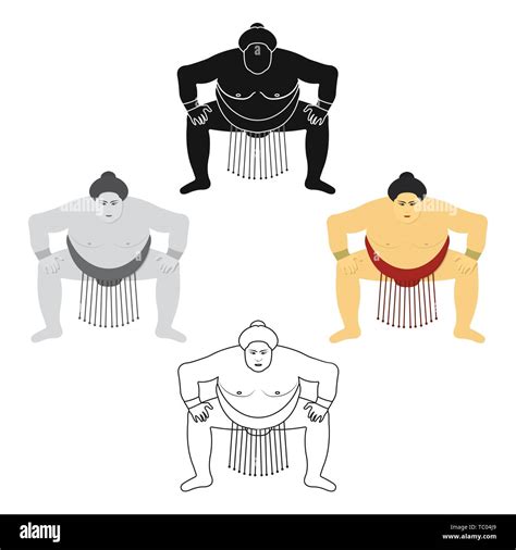 Sumo Wrestler Icon In Cartoonblack Style Isolated On White Background