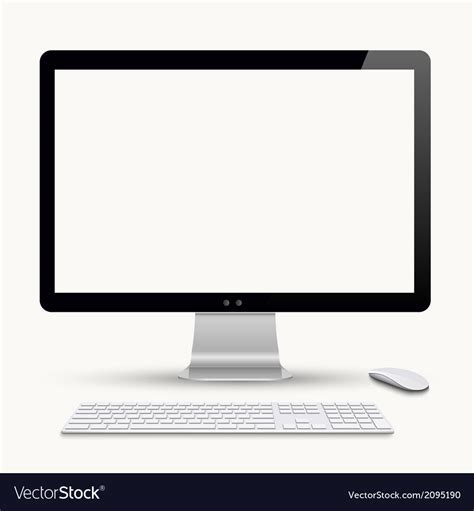 Modern monitor with keyboard and computer mouse Vector Image