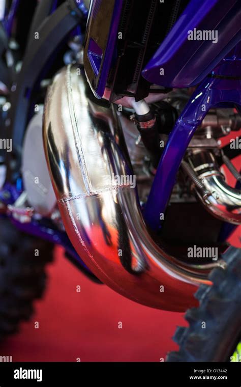 Detail of a motorcycle exhaust pipes and cylinders Stock Photo - Alamy