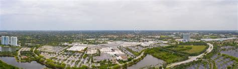 Aerial Panorama Of Sawgrass Mills Outlet Mall Sunrise Florida Usa Stock