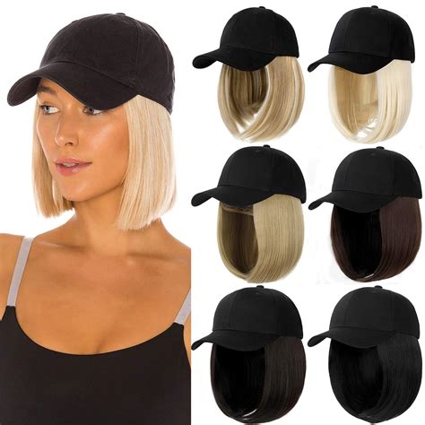 Amazon Qlenkay Baseball Cap With Hair Extensions Straight Short