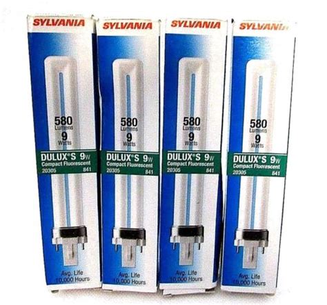 New Sylvania Delux S 9w Compact Fluorescent 2 Pin Bulb G23 Base Lot Of 4 20305 46135203053 Ebay