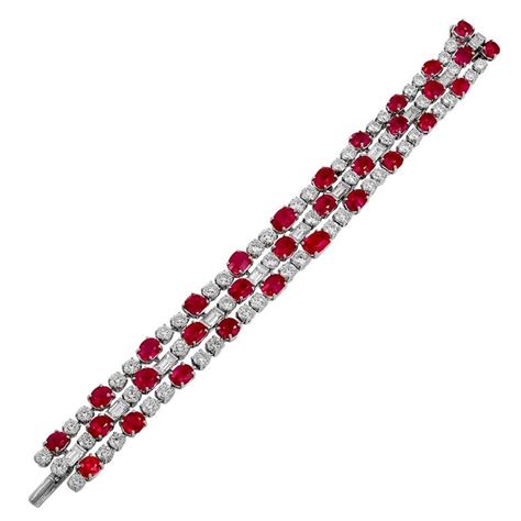 Bulgari Diamond Burma No Heat Ruby Pink Sapphire Platinum Bracelet For