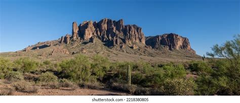 Superstition Mountains Located Outside Phoenix Arizona Stock Photo