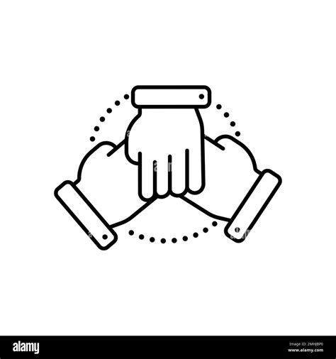 Team Work Icon 3 Hands Hold On Each Other Isolated On White Background Vector Illustration