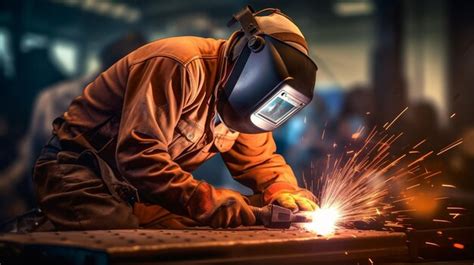 Premium Photo Worker In Welding Workshop