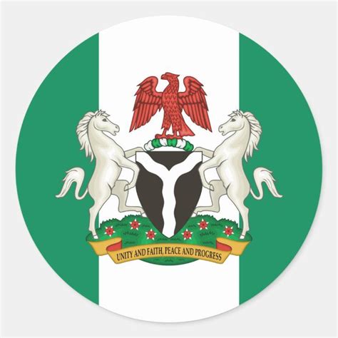 Nigerian Flag & Coat of Arms, Flag of Nigeria Classic Round Sticker ...