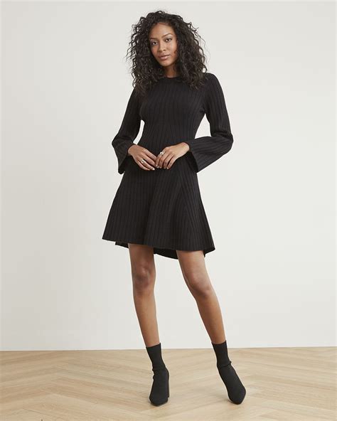 Long Sleeve Ribbed Sweater Dress Rwandco