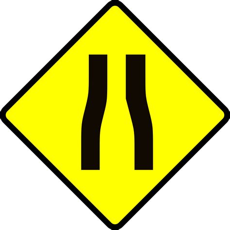 Clipart - caution-road narrows