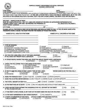 Suffolk County Department Of Social Services Housing Verification Form