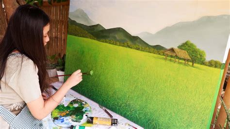 Rice Field Time Lapse Painting Paint With Me YouTube