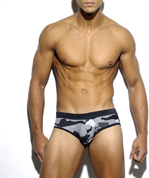 Mizok Men S Swimwear Sexy Low Rise Bikini Briefs Swimsuit Camouflage Grey Walmart