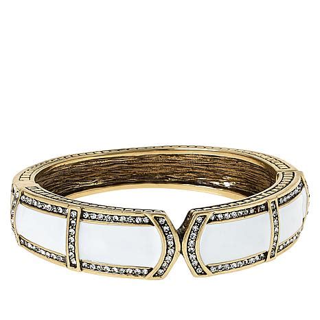 Heidi Daus Charleston Chic Enamel And Crystal Hinged Bangle Bracelet