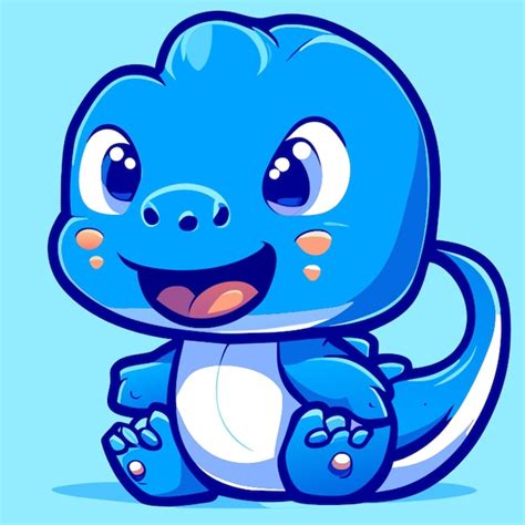 Premium Vector Cute Blue Dinosaur Vector Illustration