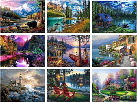 9 Pack Diamond Painting Kits For Adults 5d Landscape Diamond Art Kits