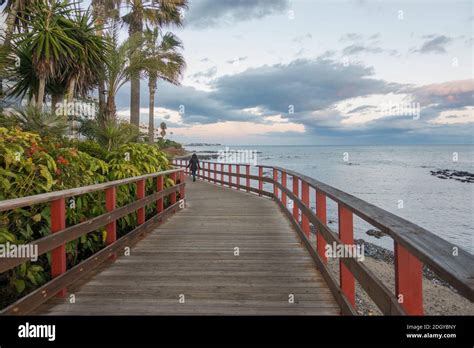 Wooden Boardwalk Senda Litoral Seafront Promenade Connecting Beaches