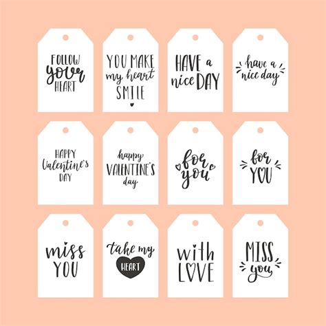 Premium Vector A Set Of Gift Tags With Black And White Handwritten