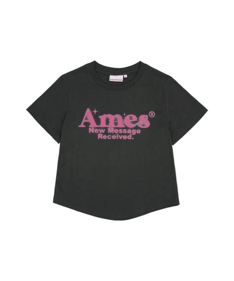 MUSINSA AMES WORLDWIDE ROUND HEM CROP TEE CHARCOAL