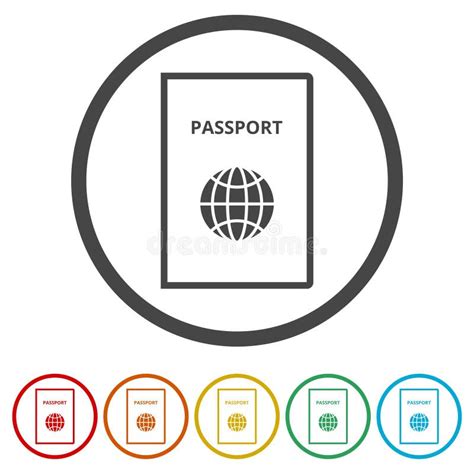 Passport Icon Illustration 6 Colors Included Stock Vector