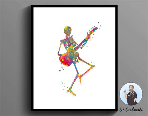 Skeleton Musician Art Print Human Anatomy Art Moving Skeleton | Etsy