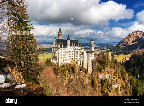 Neuschwanstein Castle in winter landscape, Fussen, Germany Stock Photo ...