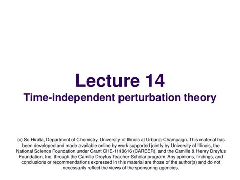 Ppt Lecture 14 Time Independent Perturbation Theory Powerpoint