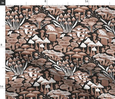 Nude Mushrooms Woodland Collection Fabric Spoonflower