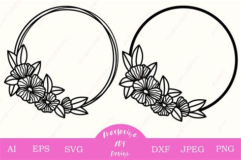 Monogram Frames Svg Flower Border Svg Circle Frame Dxf 569250 Cut Files Design Bundles