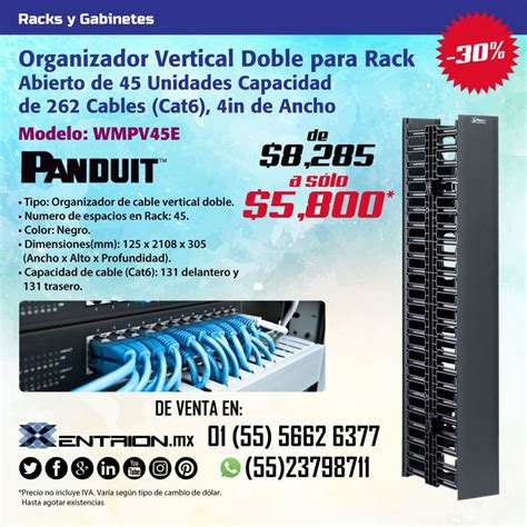 Organizador Vertical Doble Para Rack Organizador De Cables