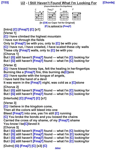 U I Still Haven T Found What I M Looking For Guitar Chords And Lyrics