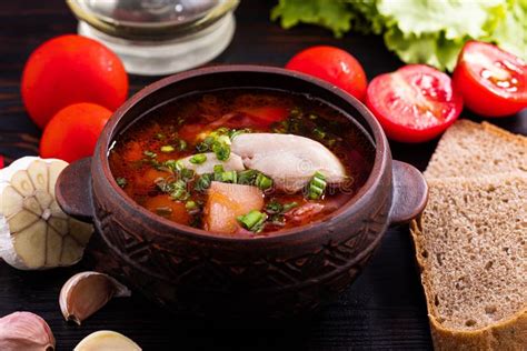 Traditional Ukrainian Russian Borsch With Chicken Red Borsch With