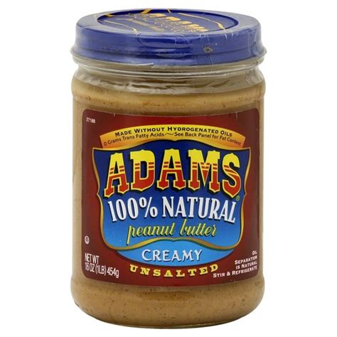 Adams Peanut Butter Unsalted Creamy 16 Oz Instacart