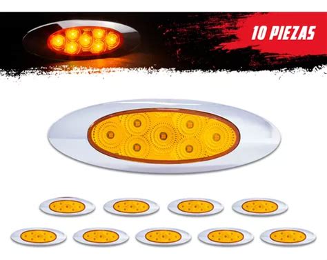 Set De 10 Plafones Laterales 7 Leds Estrobo Ámbar Tunelight Envío gratis