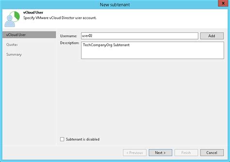 Step Select Cloud Director User Veeam Cloud Connect Guide