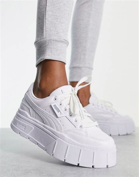 Puma Mayze Stack Trainers In Triple White Asos Puma Shoes Women