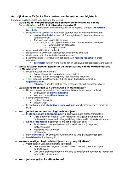 Aardrijkskunde Samenvatting Hoofdstuk 4 Paragraaf 1 VWO 3