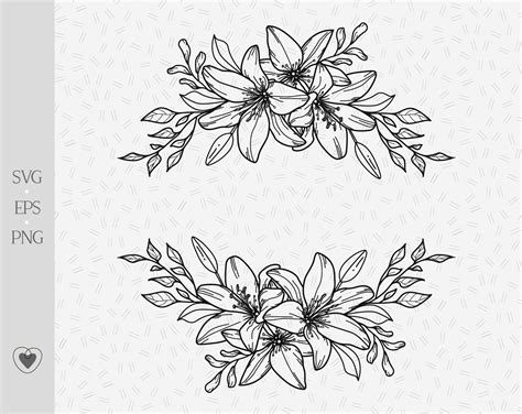 Lily Swag Svg Border Svg Floral Frame Svg Wedding Clipart Etsy