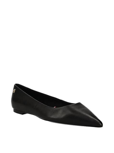 Tommy Hilfiger Essential Pointed Leather Ballet Flats Black Buy At