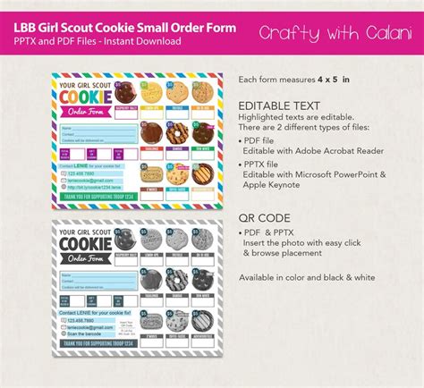 Girl Scout Cookie 2023 Order Form Lbb Cookie Order Form Etsy