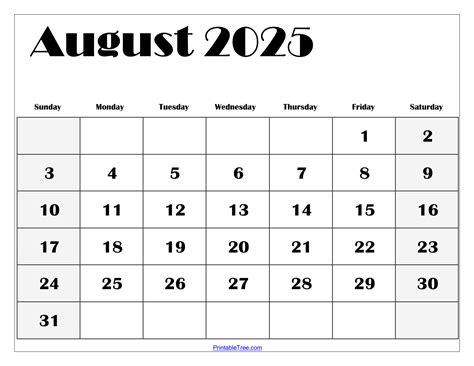 August 2025 calendar printable pdf template with holidays