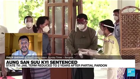 Myanmar Junta Chief Halves Suu Kyi Jail Term Video Dailymotion