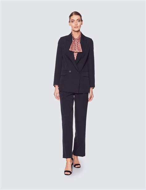 Womens Black Double Breasted Suit Jacket Hawes And Curtis