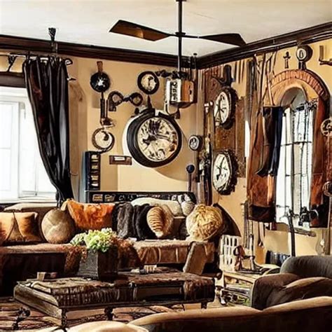 A Steampunk Themed Living Room Stable Diffusion