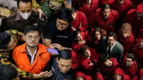 Foto Syl Ditahan Kpk Viral Disandingkan Dengan Poster Serial Money Heist