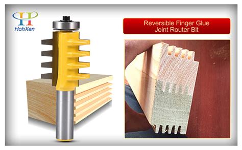 HOHXEN Réversible Doigt Colle Joint Routeur Bit de Outil de Bricolage