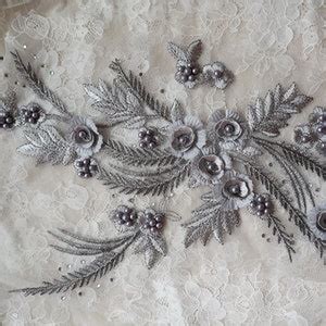 Hot Pink 3D Floral Embroidered Lace Fabric Appliques Fuchsia Retro Floral Motif 3D Lace